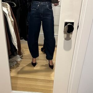 GAP barrel Dark Wash High-Rise Wide-Leg Women's Jeans with studs